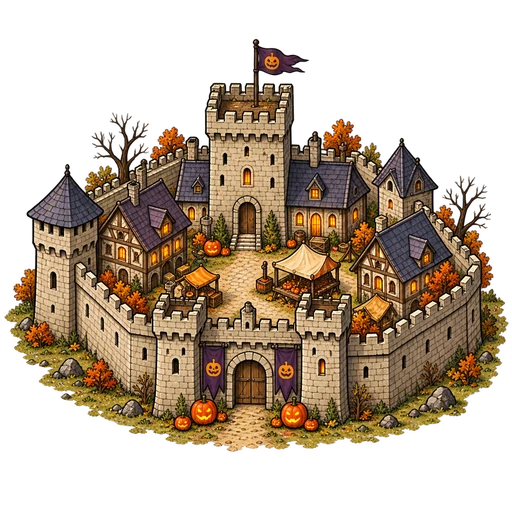 Halloween stone keep with purple details