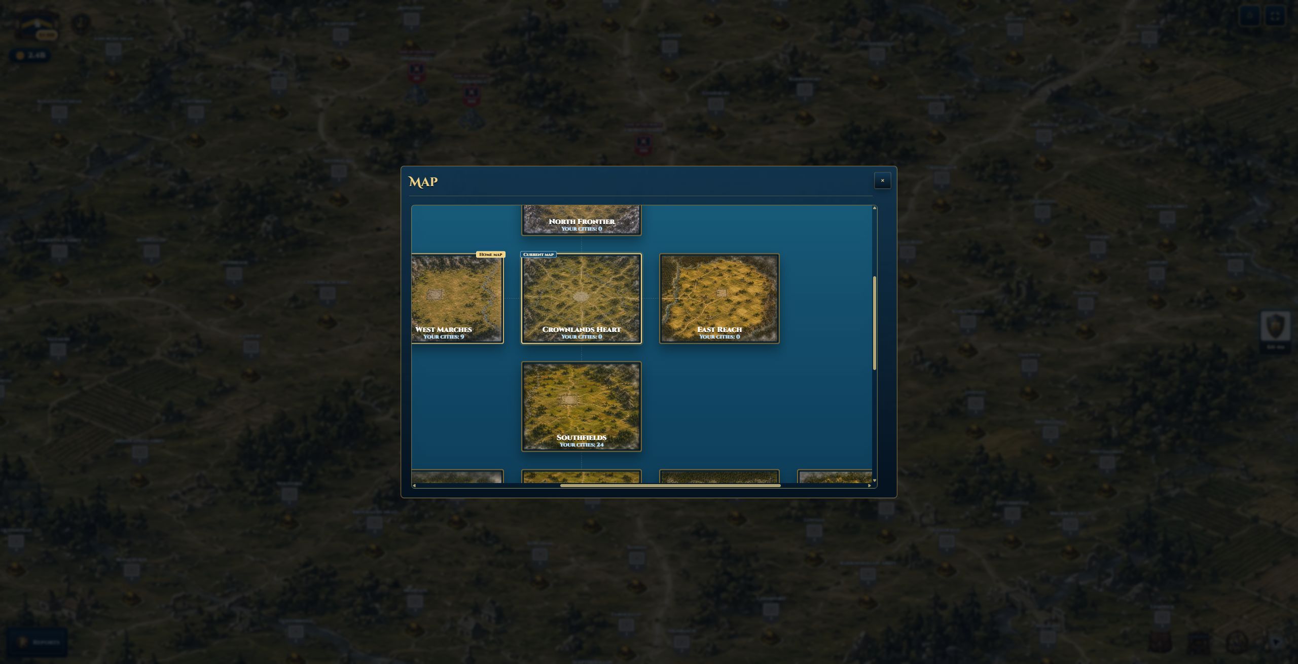 Crownlands regional island map selector